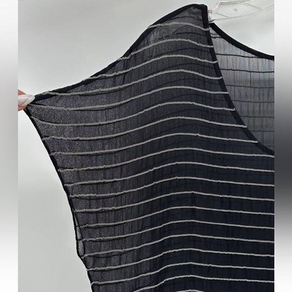 JOIE Blouse Women’s Small Chain Detailing Sheer Black Short Sleeve Flowy… - Picture 3 of 9